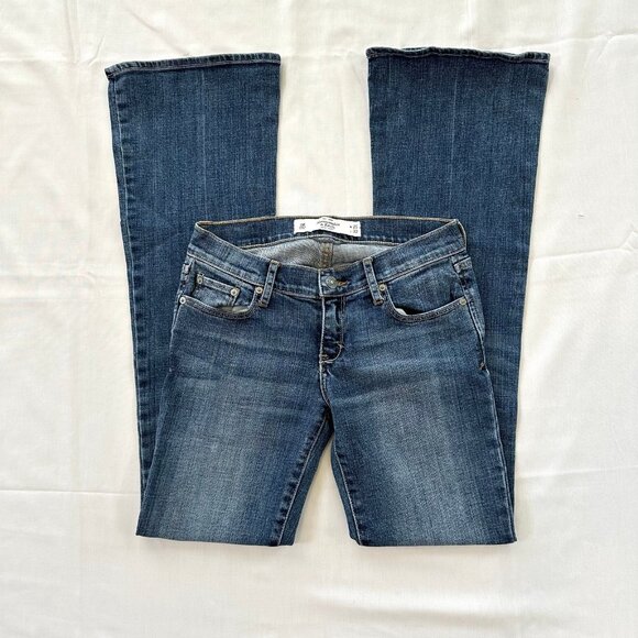 Y2K Abercrombie and Fitch Womens Low Rise Flare Jeans Size 0/25 Bootcut - Picture 1 of 10